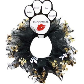 Mardi Gras Party Collar- Smoocher Black Fleur De Lis (Large (16"-19"))