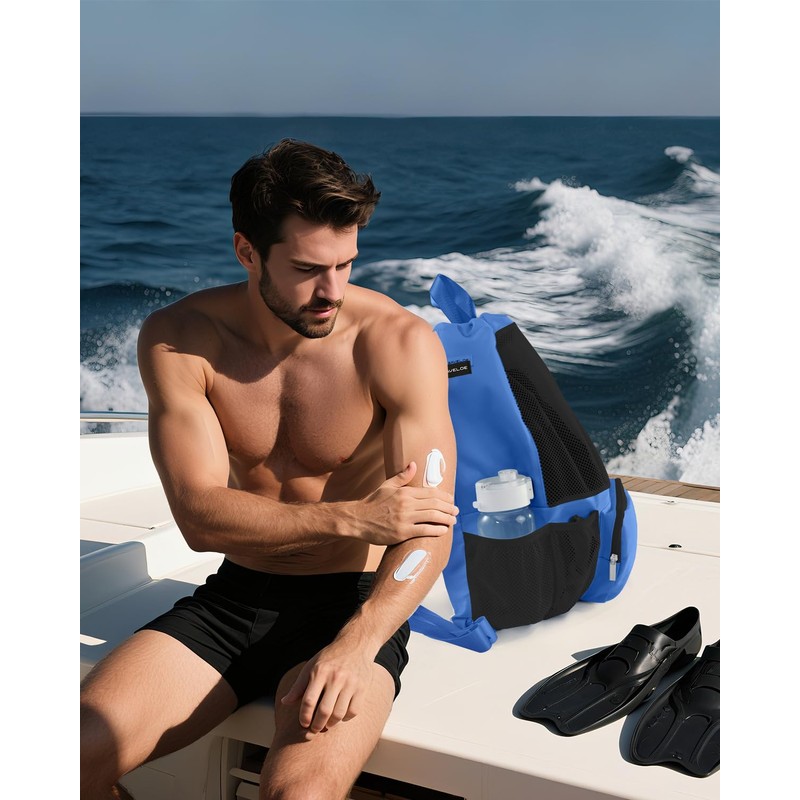 BAVELOE Swim Pool Bag with Wet Pocket, Mesh Drawstring Backpack