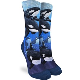 Good Luck Sock Women's Pod of Orcas Socks, Shoe Size 5-9
