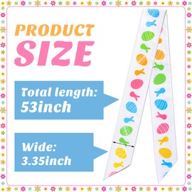 RunNico 2 Pack Easter Wreath Sash for Front Door, 53" L x 3.4" W Bunny Egg Pattern Wreath Sash, Satin Wreath Sashes Accessories for DIY Easter Party Wall Doorway Porch Decoration