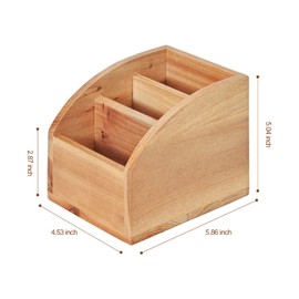 BONNY DODO Remote Control Holders Organizer Box for Table Small Solid Wooden Desk Farmhouse Home Decor Caddy Basket Store Tv Remote for Media Player,Pencil,Glassees&Office Supplies (Wood, S)
