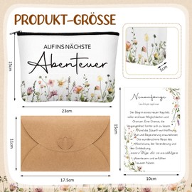 Xuniea Auf Ins Nächste Abenteuer Cosmetic Bag Wooden Clover Leaf Keyring Lucky Charm New Beginning and Envelope Thank You Farewell Gift for Colleague Friend Birthday Christmas, as shown in the picture