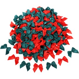 WHQXFDZ 160 Pieces Mini Red and Green Ribbon Bows Christmas Bows for Wedding Birthday Christmas Tree Crafts Home Decoration DIY Making(Red and Green)