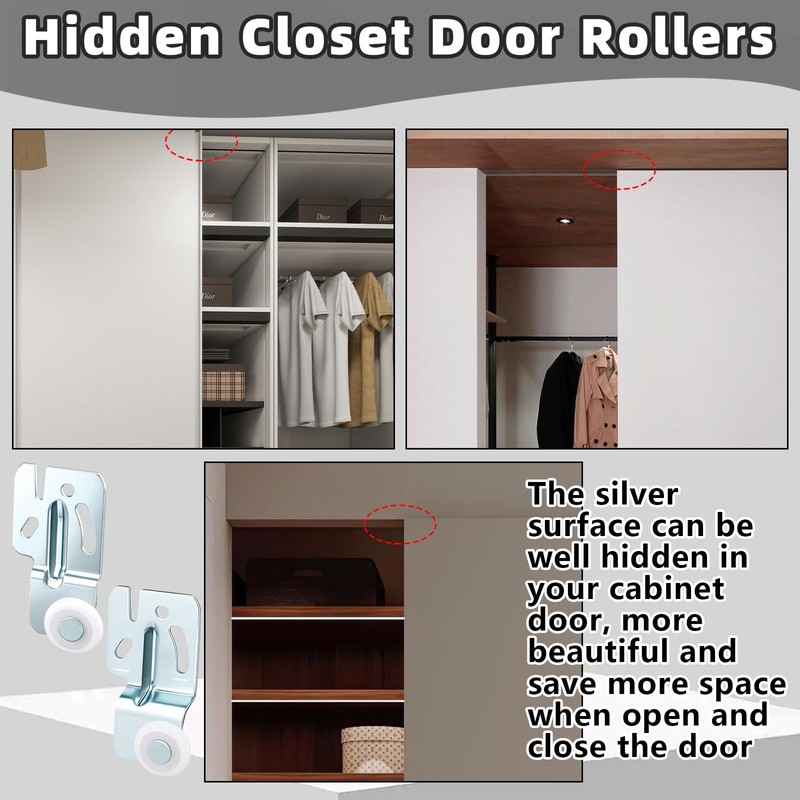 HCEWSBFD 2 Pcs Closet Sliding Door Hardware Wardrobe Roller Kit