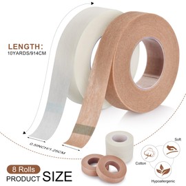 AHHALFFY 0.5 inch x 10 Yd Hypoallergenic Medical Paper Tape Sensitive Skin Nose Tape for Rhinoplasty Shaping Breathable Micropore Tape First Aid Tape for Wound Dressing Eyelash Extension 8 Rolls