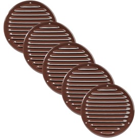 Vent Systems 6" Soffit Vent Cover - Pack of 5 - Brown - Round Air Vent Louver - Grill Cover - Built-in Insect Screen - HVAC Vents for Bathroom, Home Office, Kitchen