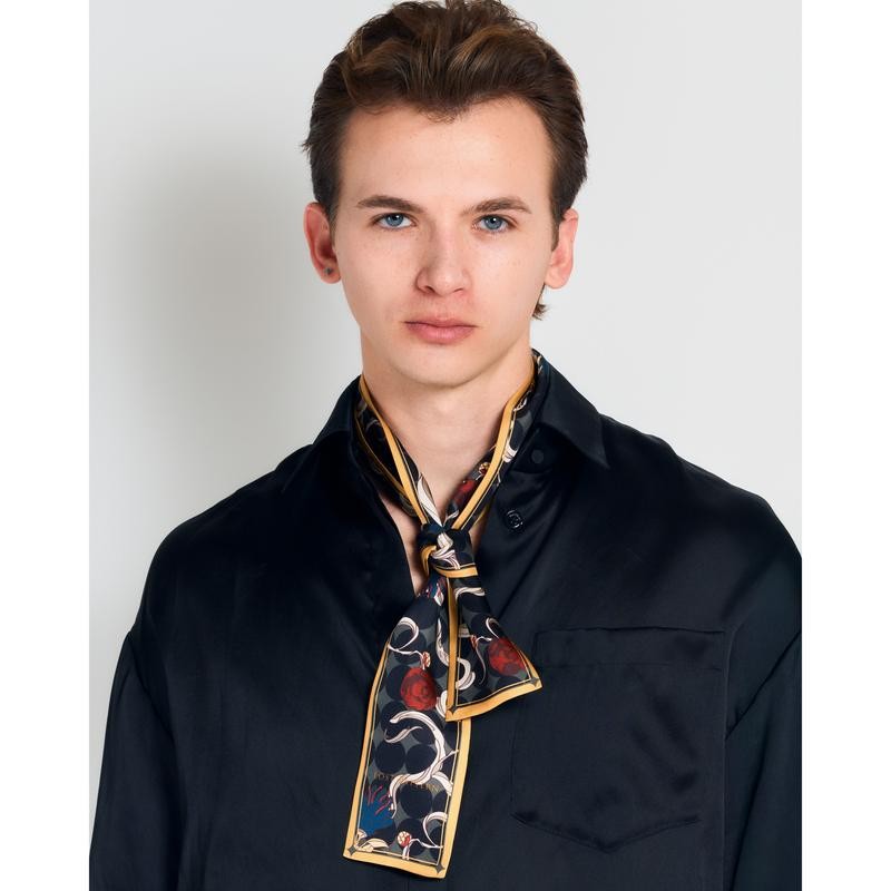 "Dream" Silk Twill Neck Bow - Black