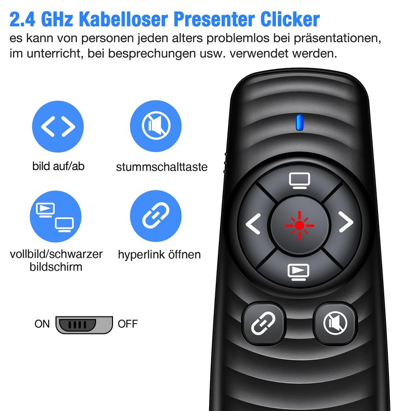 USB C Presenter, 2.4 GHz Presentation Pointer, Pointer for Presentations