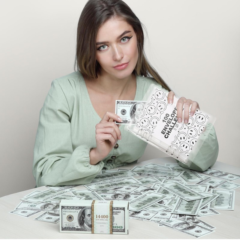 100 Envelope Challenge Folders, 100 Day Savings Challenge Book with