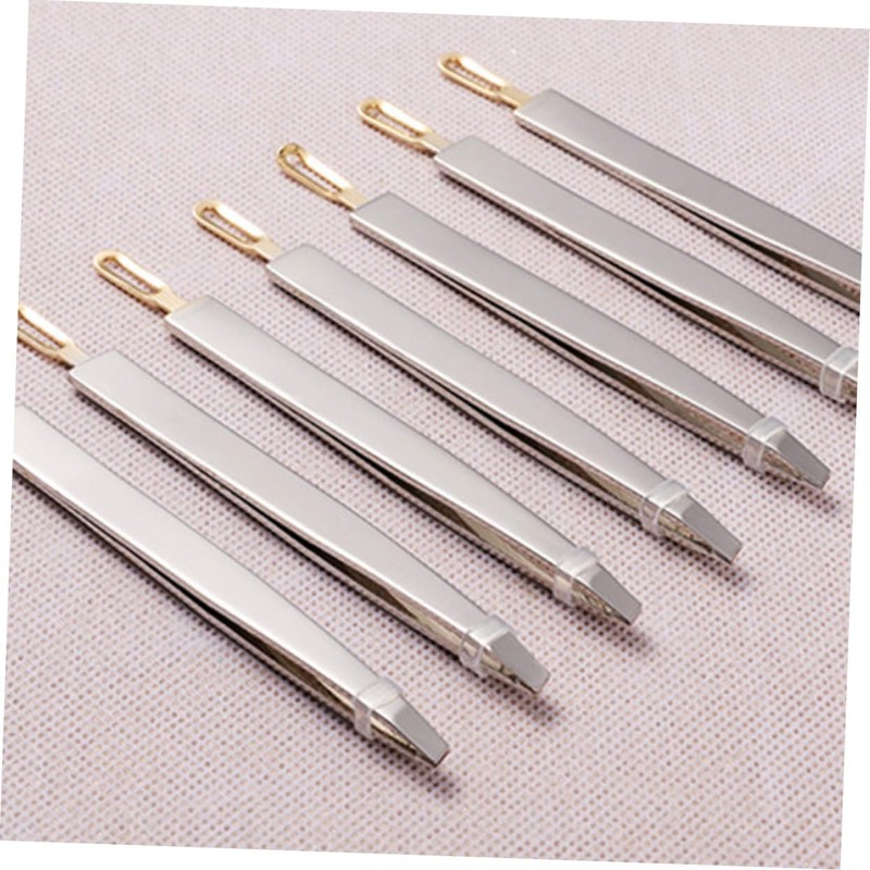 Baluue 3sets Stainless Steel Eyebrow Tweezers Clamps Flat Oblique Mouth