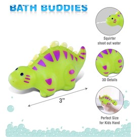 DolliBu Stegosaurus Dinosaur Bath Buddy Squirter - Floating Green Stegosaurus Rubber Bath Toy, Fun Water Squirting Bathtime Play for Toddlers Cute Dinosaurs Toy for The Bathtub, Beach & Pool for Kids