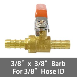 ANPTGHT 3/8" Hose Barbed Brass Ball Valve, Heater Hose Shut Off Valve Pipe Tubing Fitting for Air Gas Fuel Oil 4 Clamps Included (2 pack)