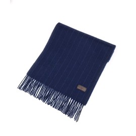 Hickey Freeman Patterned 100% Italian Cashmere Scarf for Men – Ultra-Soft Men’s Winter Scarves, 66-Inches x 12-Inches, Blue Chalk Stripe