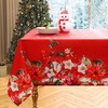 homing Christmas Rectangle Tablecloth – Red Poinsettia Flower Holly Holiday