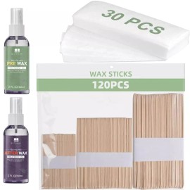 Blitzwax 블리츠왁스 120pcs 하드 왁스 제모용 나무 스틱 키트 얼굴 바디 립용 눈썹 크고 작은 어플리케이터 30개의 Blitz Wax 120pcs Hard Wax Depilatory Kit with Wooden Sticks for Face Body Lip Eyebrow Large and Small Applicators 30pcs [Orange]
