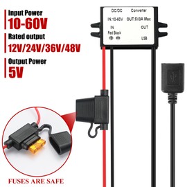 Mzhou DC 10-60V to 5V 3A Buck Converter,12V 24V 36V 48V Step Down to 5V 3A 15W max DC Converter,IP67 Waterproof Voltage regulator power supply Buck Transformer Module Adapter for Truck,Screen,Car etc.