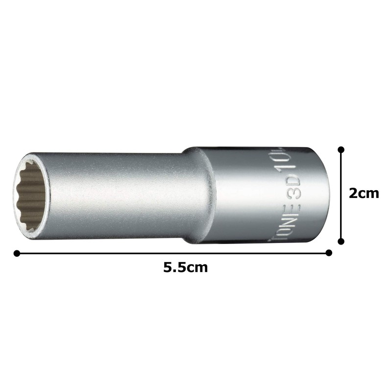 TONE Deep Socket (12 Square) 3D-10L Insertion Angle 0.3 inch