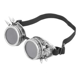 Vintage Glasses, ABS Double Layer Industrial Goggles Steampunk Glasses Vintage Steampunk Glasses(Love Type Ancient Silver)