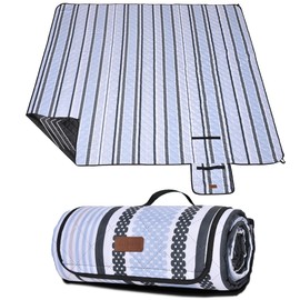 ALLBFENG Oversized Waterproof Picnic Mat, Dustproof Washable Outdoor Beach Mat. Suitable for Camping, Outdoor, Beach, Party and Concert. (Dark Green & Light Blue, 80" * 80")