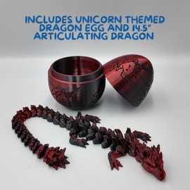 ZZ LIFE Surprise Unicorn Dragon Egg - 14" Dragons Articulating Joints - Unicorn Themed Twist Enclosure Mystery Dragon Egg, ADHD, Stress, Anxiety Relief (Red/Black)