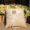 Amajoy Vintage Rustic Burlap Lace Wedding Ring Pillow ring cushion