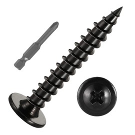#10 x 1-1/2" Black Truss Head Wood Screws, Phillips Drive Fast Self Tapping Screws, Zinc Plated Carbon Steel, Full Thread, 80 PCS