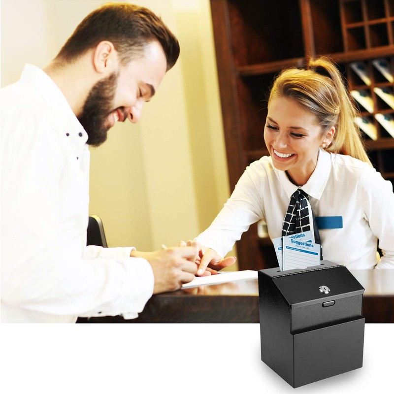 Flexzion Suggestion Box with Lock Wall Mounted Multi-Purpose Donation Ballot
