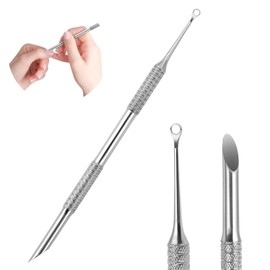 1Pcs Cuticle Pusher Tool 2-in-1 Stainless Steel Manicure Tool with Loop and Beveled Tips, Gently Lifts and Removes Cuticles