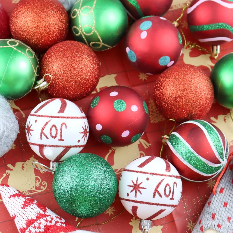 Unbreakable Christmas Baubles, Pack of 16, Plastic Christmas Tree Ornaments,