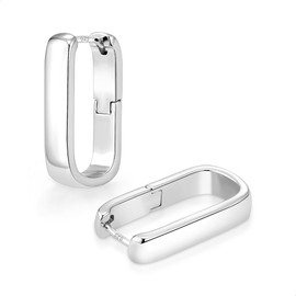 925 Sterling Silver Earrings Small Hoop Earrings for Women Silver Minimalist U Shape Geometric Rectangle Hypoallergenic Earrings Small Square Hoops Earrings