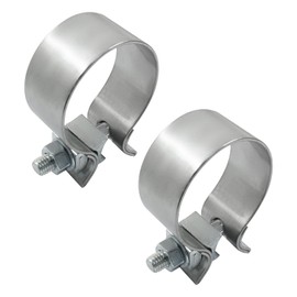 PHITUODA 2.25 inch Exhaust Clamp, 2 1/4 Exhaust Clamp Stainless Steel Narrow Band Muffler Clamp Butt Joint Exhaust Clamp, 2Pcs