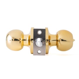Zion Polished Brass Door Knob with Lock and Key Door Locks with Keys Entrance Lock Exterior Door Lock Security Golden Outdoor Lock Gold Bedroom Door knob with Lock - 1 Pack