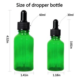 Easeen 48 Pack 2oz Glass Dropper Bottles, Green Eye Dropper Bottles with Glass Droppers for Essential Oils, Perfumes(60ml, Green)