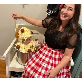 Girstunm Women's Pleated Vintage Skirt Floral Print A-line Midi Skirts with Pockets Red-White-Plaid S