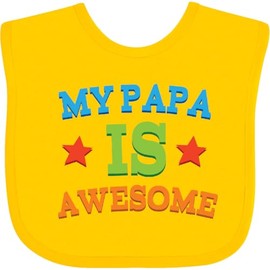 inktastic My Papa Is Awesome Baby Bib Yellow 1a116