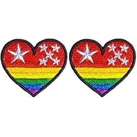 Ranger Return Set 2 of Small Cute Mini Colorful Rainbow Heart Shape Love Star Sign Badge Tiny Decal Applique Sew Iron on Embroidered Patches (Heart-Star-CLR-MINI2)
