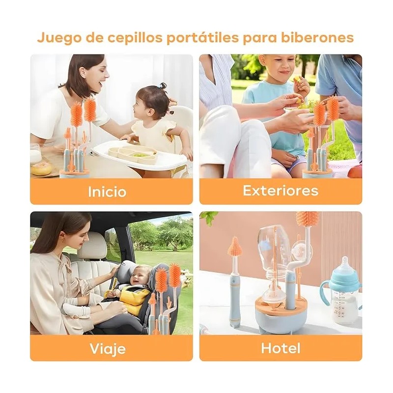 Cepillos Limpieza Lava Botellas Termos Biberones Cilindros Rosa