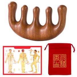 1Pcs Sandalwood Scalp Massager, Made of Sandalwood with a Massage Comb. Sandalwood Gua Sha Massage Comb is Also Included. It is a Scalp Massage Wooden Tool Suitable for Both Women and Men.
