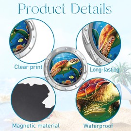 Cruise Door Magnets Decorations, 4PCS Porthole Sea Animals Cruise Magnets, Cruising Essentials Reusable Magnetic Ship Cabin Door Signs Fridge Decor