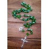 Nazareth Store Green Crystallized Glass Beads Rosary Necklace Holy Mary