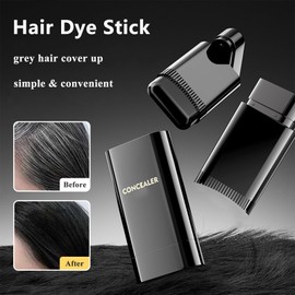 2Pcs Grey Hair Cover Up Stick - Safe and Convenient Hair Dye Stick - Instant Hair Color stick With Built-in Comb - Waterproof & Sweat-Proof Portable Hair Dye Comb for All Hair (Black)
