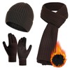 Winter Knitted Beanie Hat Long Scarf and Touchscreen Gloves Set