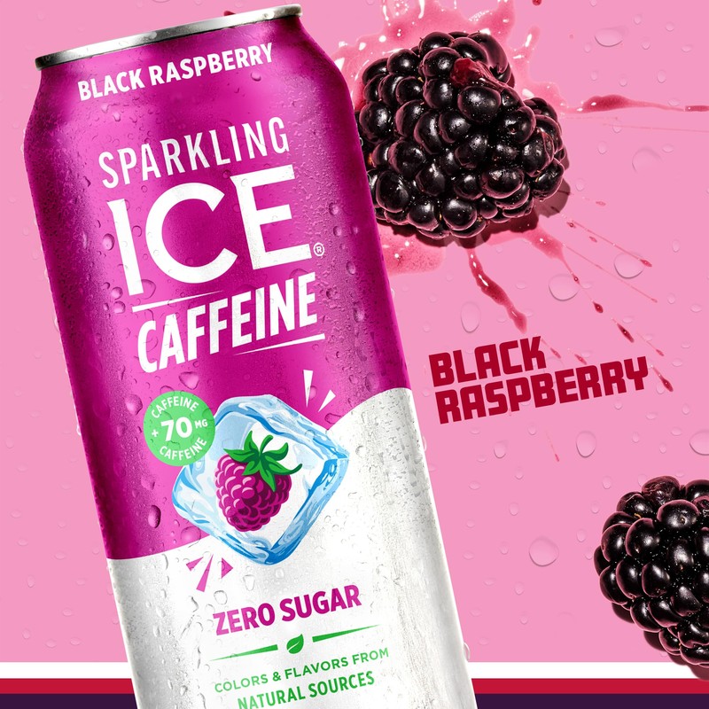 Sparkling Ice Caffeine Black Raspberry Sparkling Water with Caffeine, Zero