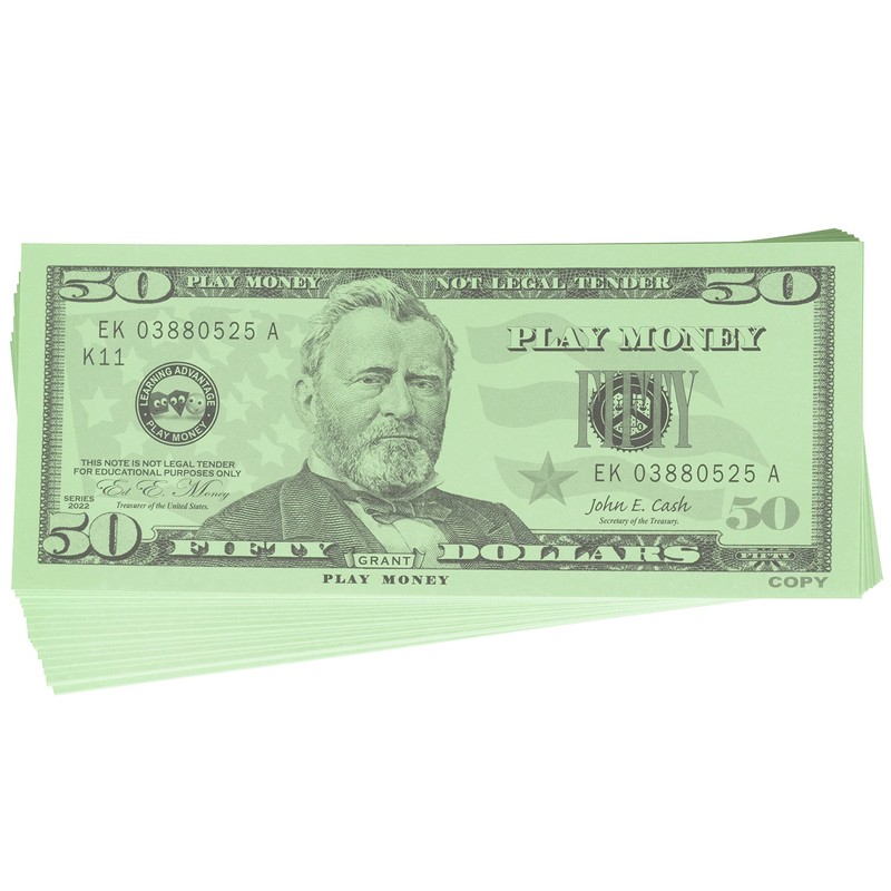 LEARNING ADVANTAGE Fifty Dollar Play Bills - Set of 50