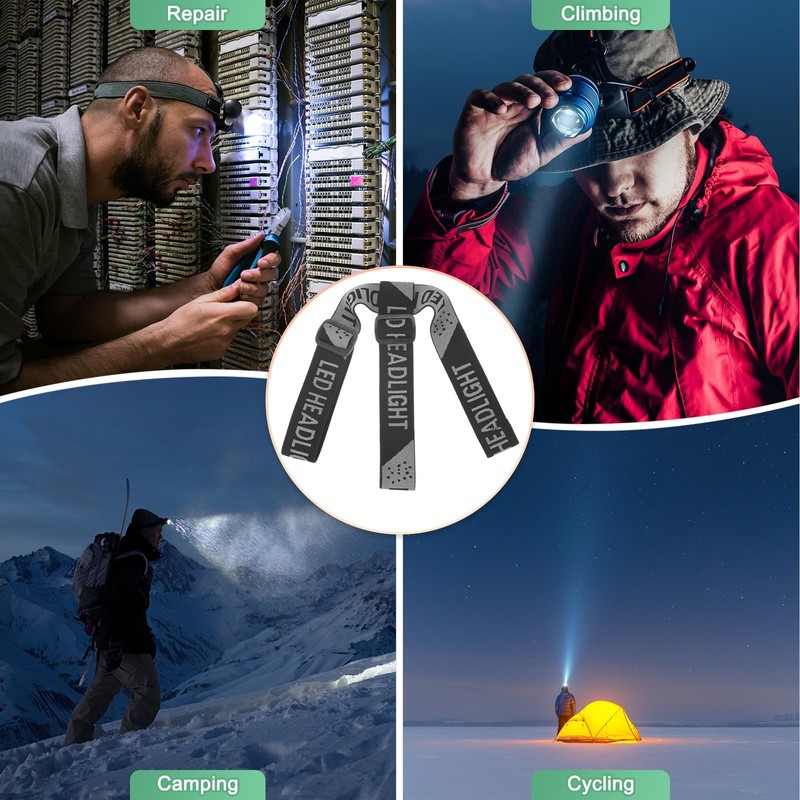 M METERXITY 3-Pack Headlamp Strap Replacement Headband, High Elastic Headlamp