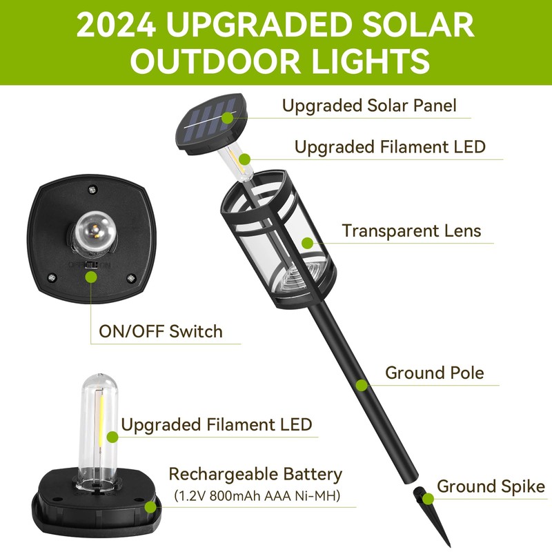 EXCMARK Solar Lights Outdoor Waterproof for Garden Pathway Walkway Driveway