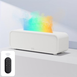 LOAMLIN Dream Color Flame Diffuser Humidifier, Music Sync Ultra-Quiet Aroma Essential Oil Diffuser, 250ml Aromatherapy Mist Humidifier with Auto-Off, Timeable for Bedroom, Home, Office(White)