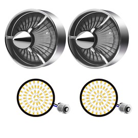 FATECIM Motorcycle 2" 1156 LED Rear Front Turn Signal Amber Light Bulb Blinker Indicator with Turbine Replacement Smoke Lens for Harley Softail Touring Dyna Fat Boy Sportster Road King Street Glide