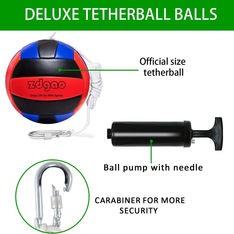 YDDS Tetherball Set, Replacement Tether Ball with Carabiner, Ball Pump