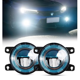 Xprite 500% Bright OEM Style White LED Fog Lights w/Blue Lens Compatible with Honda Civic Sedan 2016 2017 2018 2019 2020 2021 2022 2023 2024 2025 Honda Hatchback Fit Pilot CRV Accord Odyssey Acura